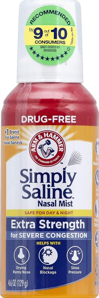 Yksinkertaisesti suolainen aikuinen nenän sumu, allergia ja Sinus Relief, extra vahvuus, 4,6 Fl Oz,Multi väri
