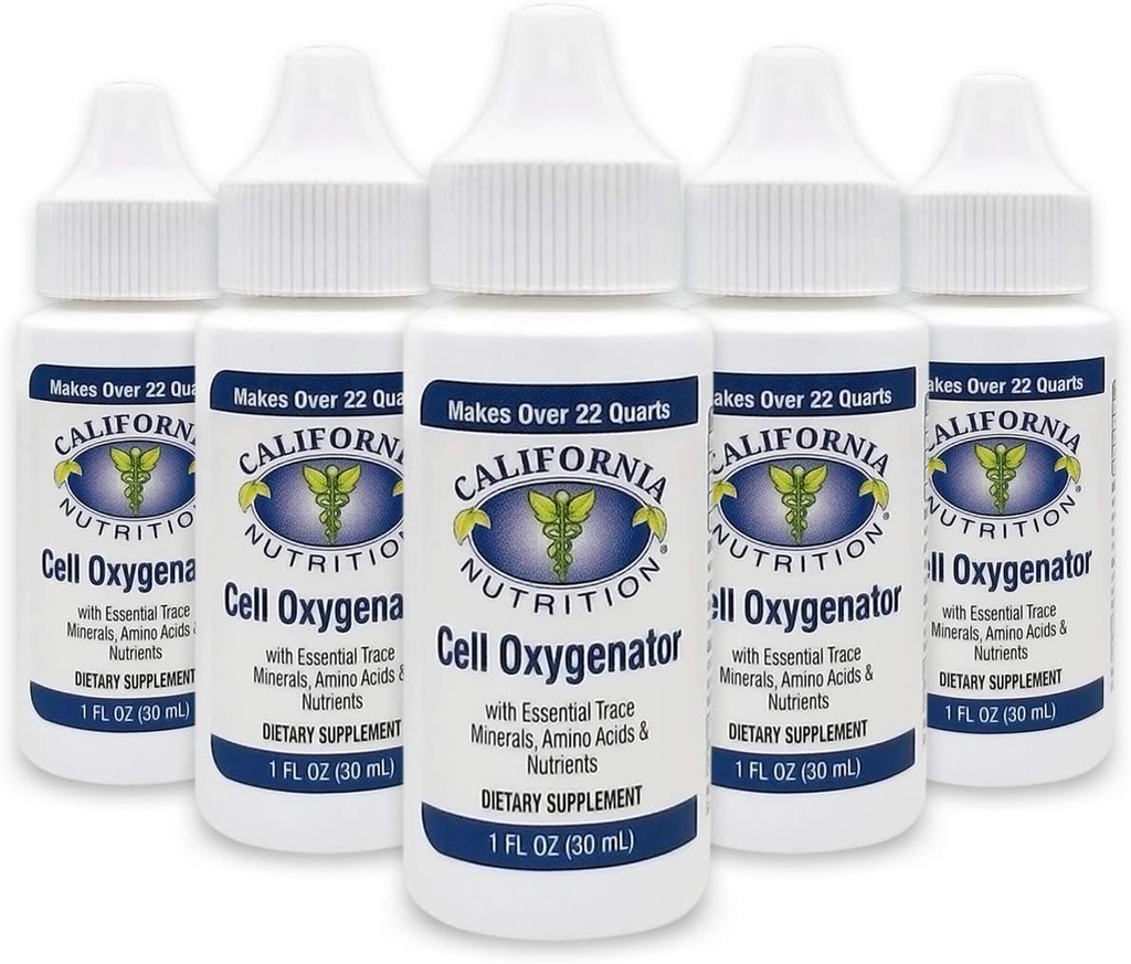Cell Oxygenator 1 Fl Oz Bottle (Pack of 5), Liquid Concentration Cell Oxygen Drops Water Daily Nutritional Dietary Supplement, Tuki-Immuunijärjestelmä, päivittäiseen käyttöön urheilu urheilijat