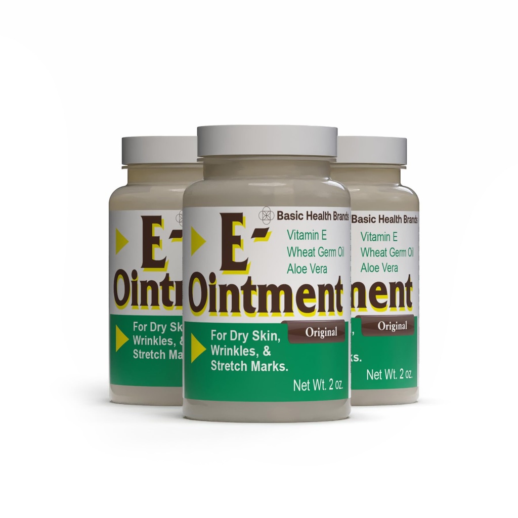 Perus Organics - Basic Brands - E-vitamiini voide - 2 oz - Kosteuden parantaminen - voi auttaa vähentämään ulkonäkö arvet, venyttää markkaa, Fine Lines & Rypyt - pakkaus 3