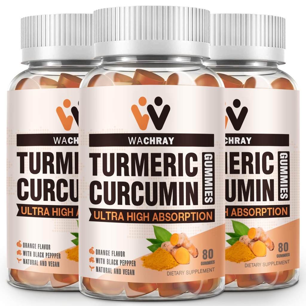 Turmeric Curcumin Gummies inkivääri & Black Pepper Extract - 3 pakkaus Tumeric Gummy lisäravinteet kipu tulehdus Yhteinen paino Terveys tuki - Vegan, Luomu, Liivate - aikuisille ja lapsille