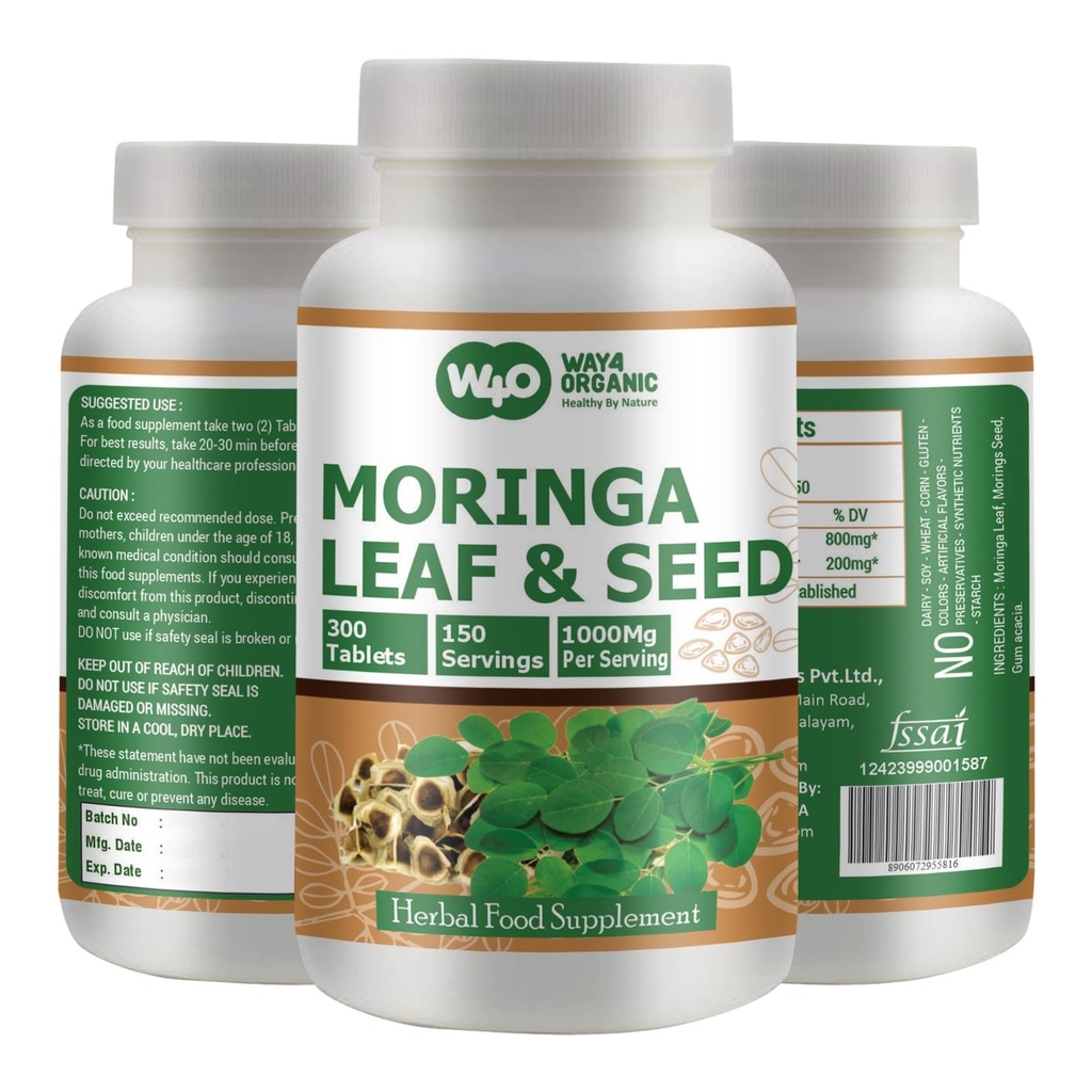 Moringa Oleifera Leaf ja Seed Powder (80:20) Suhde 300 pillereitä(pöydät), 150 Tarjoiluja, 1000 mg. Päällystämätön Malunggay kasviperäisten täydentää, Ei kemiallisia pinnoitteita, Green Superfood. 1.