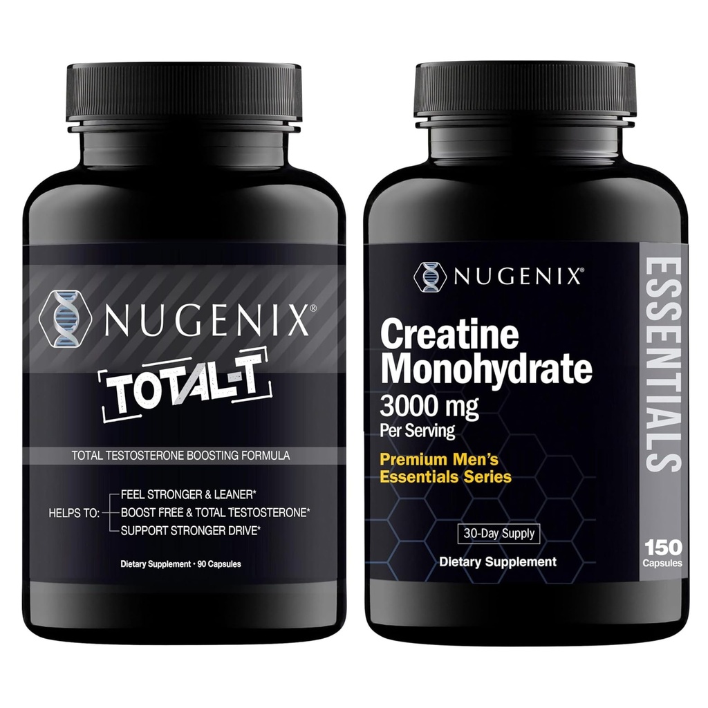 Nugenix Essentials Creatiini Monohydraatti ja Total-T Testosteroni Booster miesten