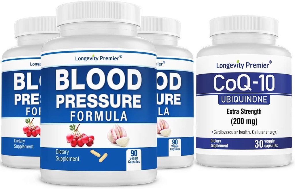 [BP Value Pack] Longevity Blood Pressure Formel 90 caps x 3 flaskor med 1 gratis flaska CoQ10 [30 caps]