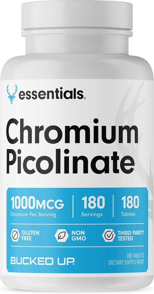 Bucked Up Kromi Picolinate 1000 mcg per tarjoilu, Bucked Up Essentials (180 palvelinta, 180 tablettia)