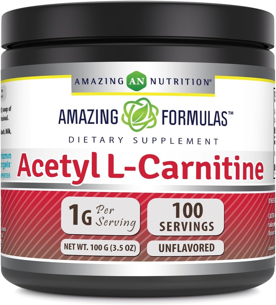 Fantastiska Formler Acetyl L-Carnitine 100 Grams (3,5 Oz) Pulver Supplement | 100 portioner | Icke-GMO | Gluten Free | Tillverkad i USA