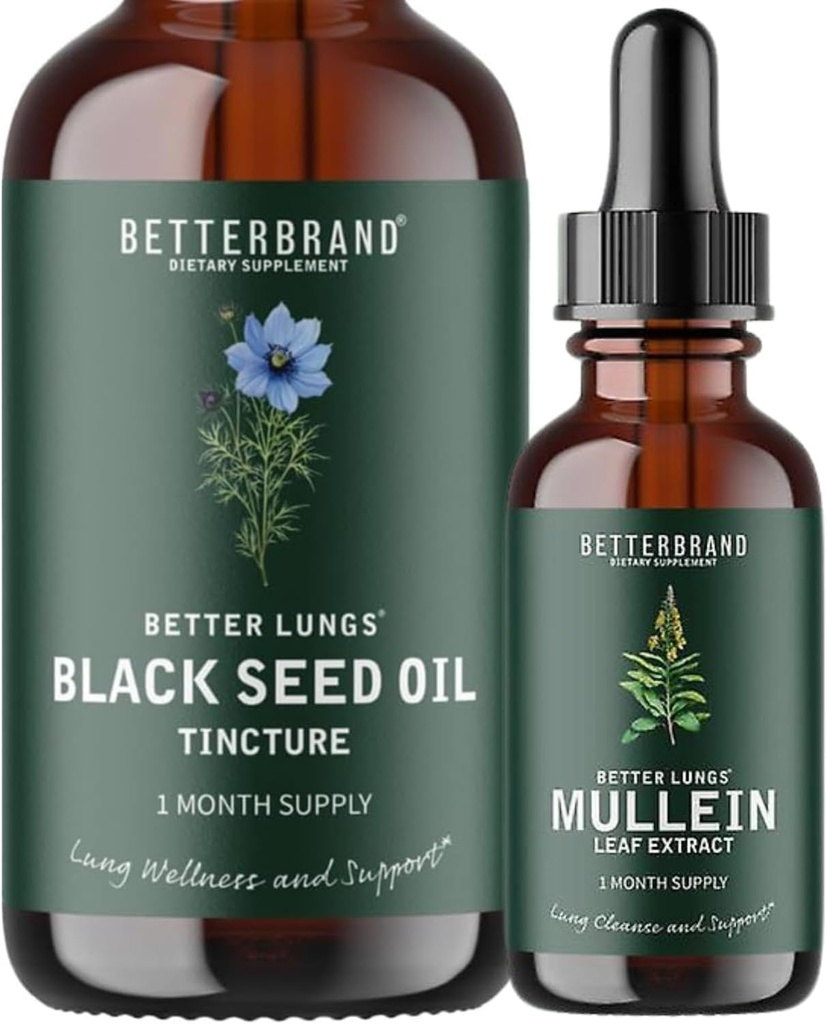 BetterLungs Mullein Leaf Extract ja musta siemenöljy Pelti