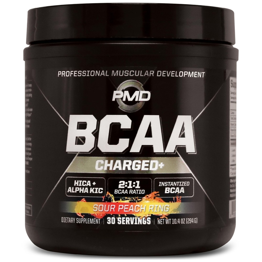 PMD Sports BCAA Ladattu herkullinen Aminohappo juoma Mix suorituskykyä ja Recovery - lisätä lihastoimintoa liikuntaa ja päivittäistä energiaa - hapan persikka rengas (30 tarjoilua)