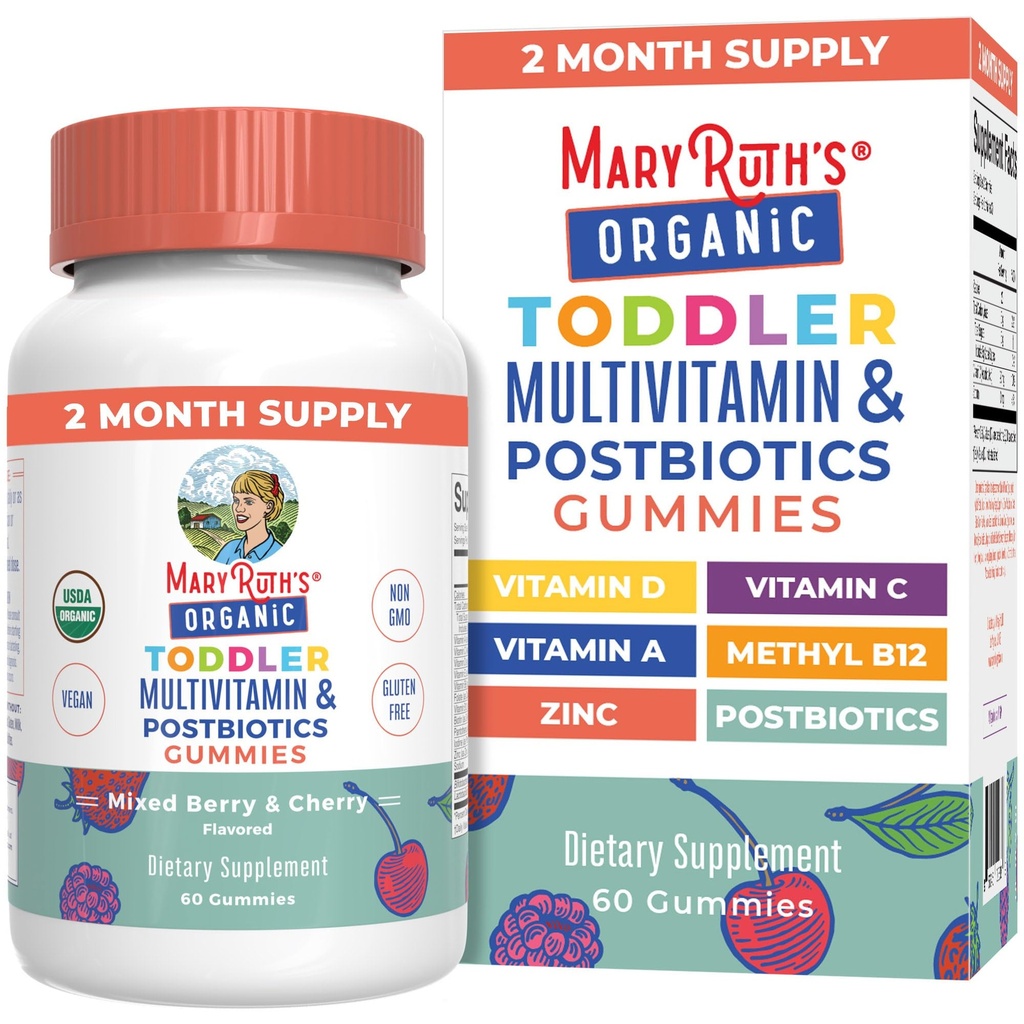 MaryRuth Organics Toddler Multivitamiini Gummies + Postbiootit 