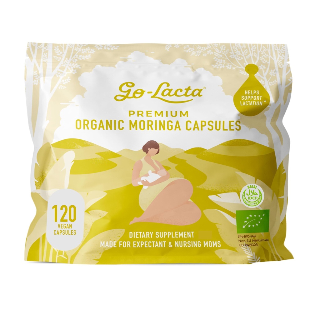 Go-Lacta® 100% organiska Moringa kapslar för amning mamma, 120 kapslar