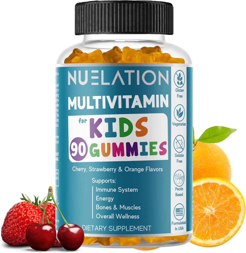 Gummy Vitamins för barn 45 dagars leverans - Vegetarian, Gluten Free, Gelatin Free, Multivitamin Gummies för barn för att stödja immunsystem och övergripande Wellness