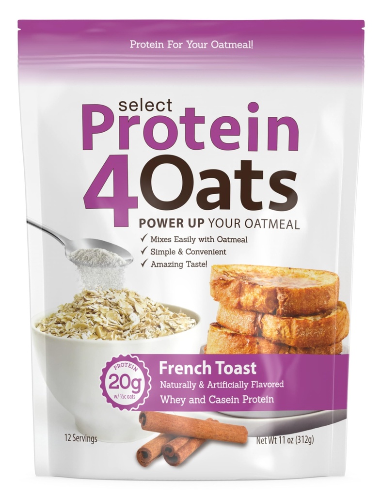 PEScience Protein4Oats, pulver att göra fantastisk smakprotein havregryn, med Whey och Casein, French Toast, 12 portioner