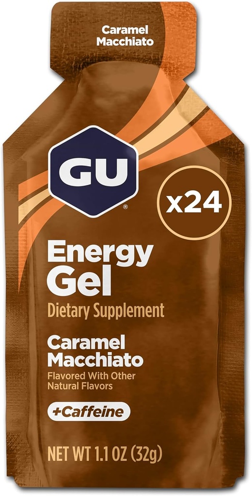 GU Energy Original Sports Nutrition Energy Gel, Caramel Macchiato, 24
