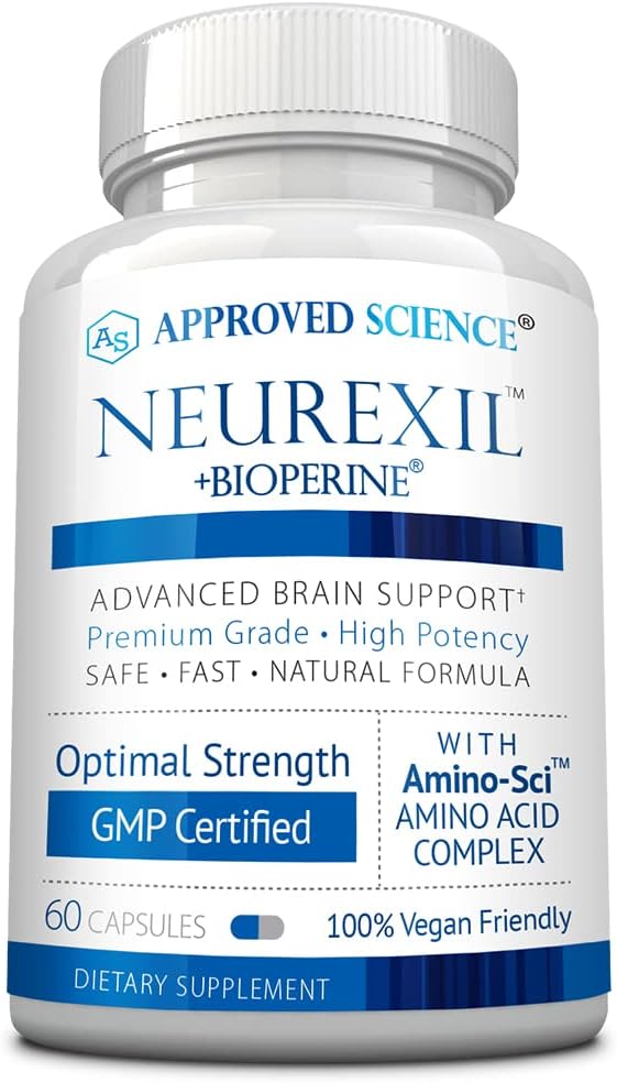 Hyväksytty tiede Neurexil - Natural Nootropic Support with DMAE - Enhance Brain Function, Sharpen Clarity, Boost Memory - L-tyrosine, Ginkgo Biloba, Huperzine A, BioPerine - 60 kapselia