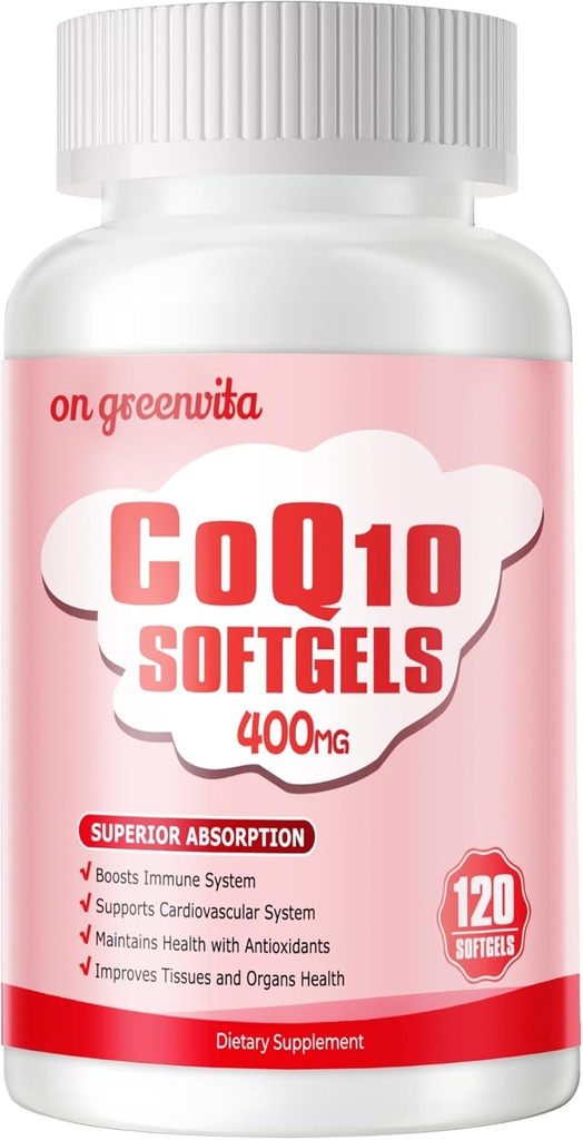 CoQ10-400mg-Softgels with PQQ, BioPerine & Omega-3, Coenzyme Q10(Ubikinone) Supplement for High-Absorption, Powerful Antioxidantti, Support Heart & Energy-Production, 120 Servings