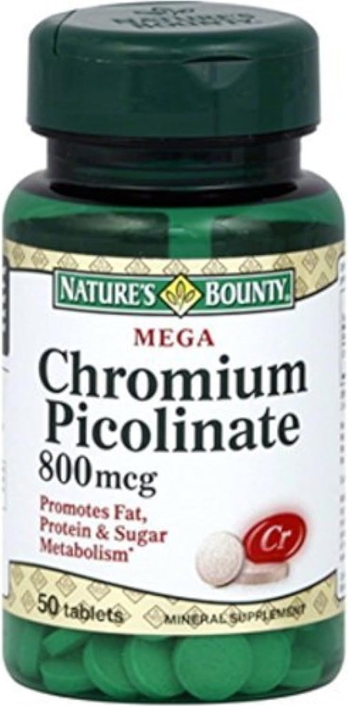 Luonnon Bounty Mega Kromi Picolinate 800 mcg tabletit 50 ea (pakkaus 2)