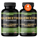 Gade Nutrition Quercetin C-vitamiinin ja sinkin kanssa - Quercetin 500 mg - Quercetin bromeliinin kanssa - Sinkki Quercetin - Quercetin lisäravinteet + D3-vitamiinin (ei-GMO, Gluteeniton, Vegan) - 4 kuukauden tarjonta