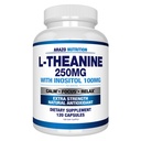 Arazo Nutrition L-Theanine 250 mg (Extra Strength) Inositolilla 100 mg, 120 kapselia Kasvisruokaa