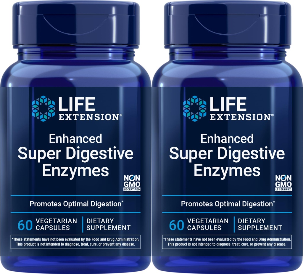 Life Extension Enhanced Super Dgestive Enzymes, 60 kasviskapselia (Pakki 2)