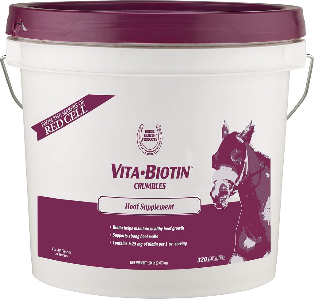 Hevosen terveys Vita Biotin Crumbles Hevosen kavion täydentää, auttaa säilyttämään terve, ääni sorkat ja vahvat kavion seinät, 20 lbs., 320 päivän tarjonta