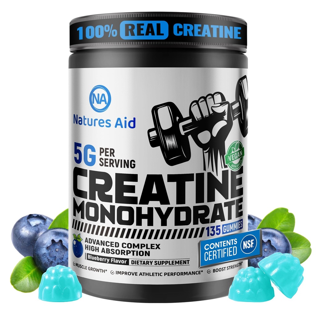 Natures Aid NSF Certified Creatine Gummy 5g - Creatine Monohydraatti Gummies ...