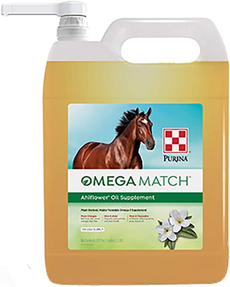Purina Omega Match Ahiflower Oil Horse Supplement 1 Gallon (1 GAL) Pullo