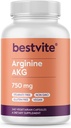 BESTVITE Arginine AKG 750mg (240 kasvissyöjän kapselit) - Ei stearaattia - Vegan - Ei muuntogeenisiä organismeja - Gluteeniton