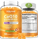 2 Pack CoQ10 Gummies, Plus Omega-3, B3-vitamiini ja sinkki, magnesium, 5X- suuri imeytyvä Coenzyme Q10 lisäravinteet, q10 Boost Cellular Energy, Potent antioksidantti & aivot, persikkaliete, 120 Ct