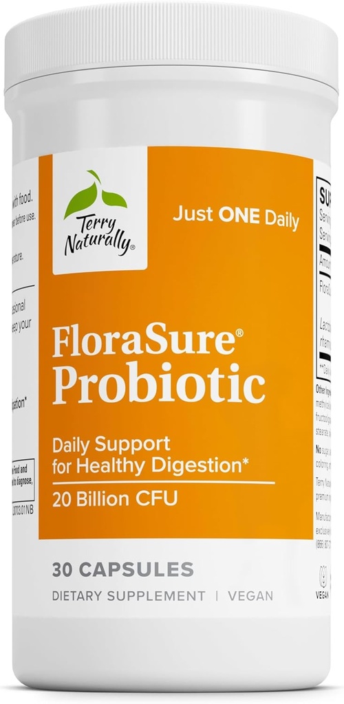 Terry Luonnollisesti FloraSure Probiootti - Digestio täydentää Apua vastaan ajoittain turvotusta ja tukea Gas Relief - Gut Health Tuki täydentää Bifidobacterium Bifidum - 30 kapselia