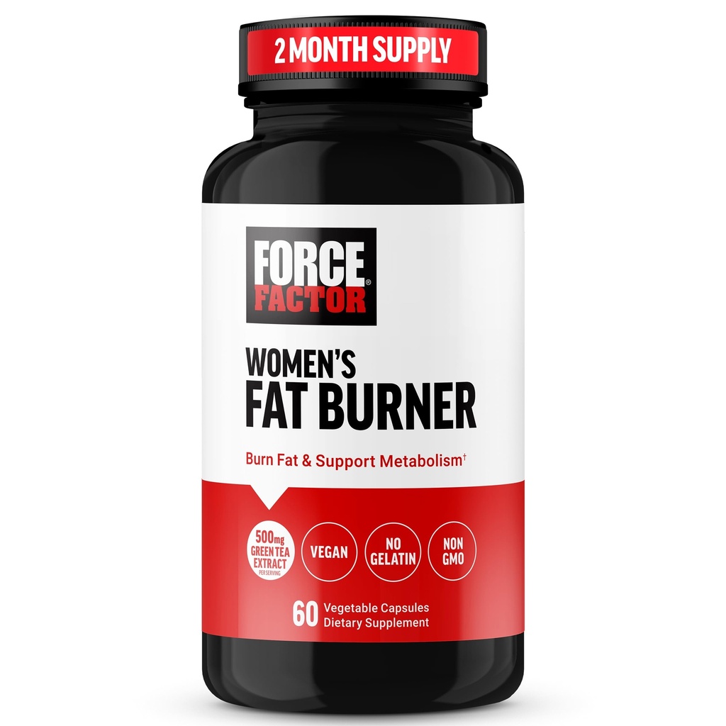 FORCE FACTOR Naiset Fat Burner, Metabolia Booster, ja painon menetys täydentää tuki, vihreä Tea Fat Burner Paino-Loss pillereitä auttaa energian, ruokavalio, ja liikunta, Vegan, ei-GMO, 60 kapselia