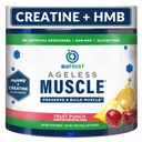BioTrust Ageless Muscle Builder - Kreatin HMB-pulver med vitamin D3 & Betaine - Bygg och bevara naturligt minskande muskelmassa och styrka - Fruit Punch, 30 portioner