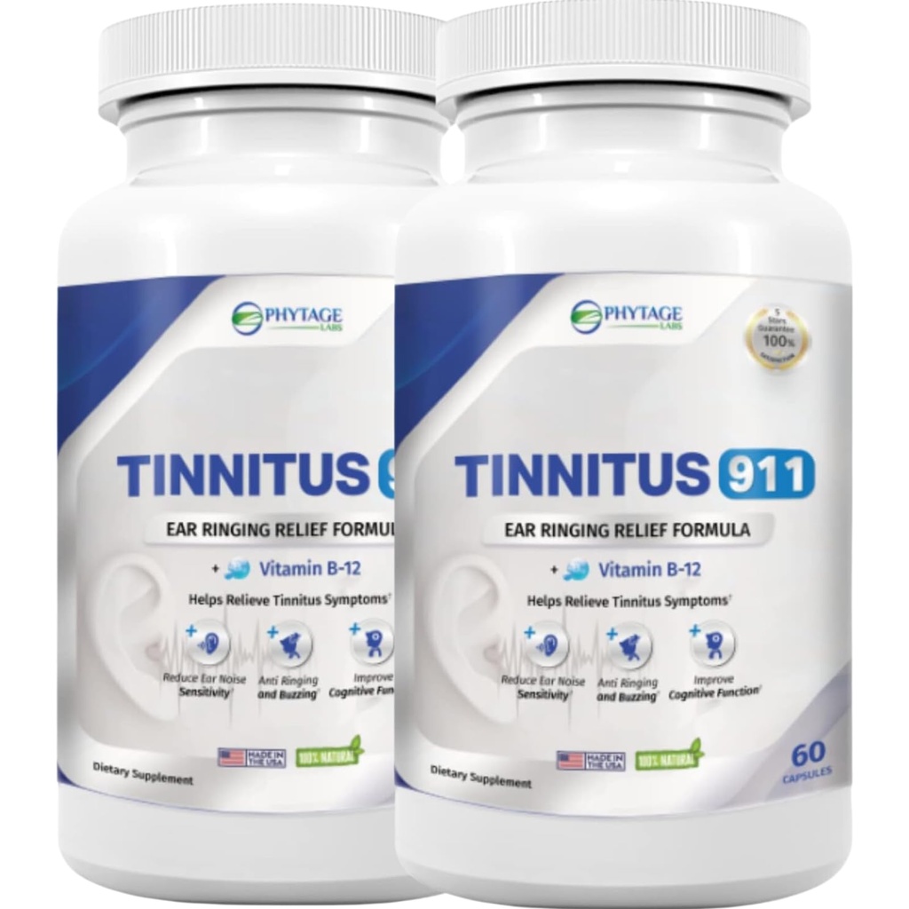 Tinnitus 911 - Tinnitus Relief täydennysosa - Korvan soitto Relief - 2 pakkaus