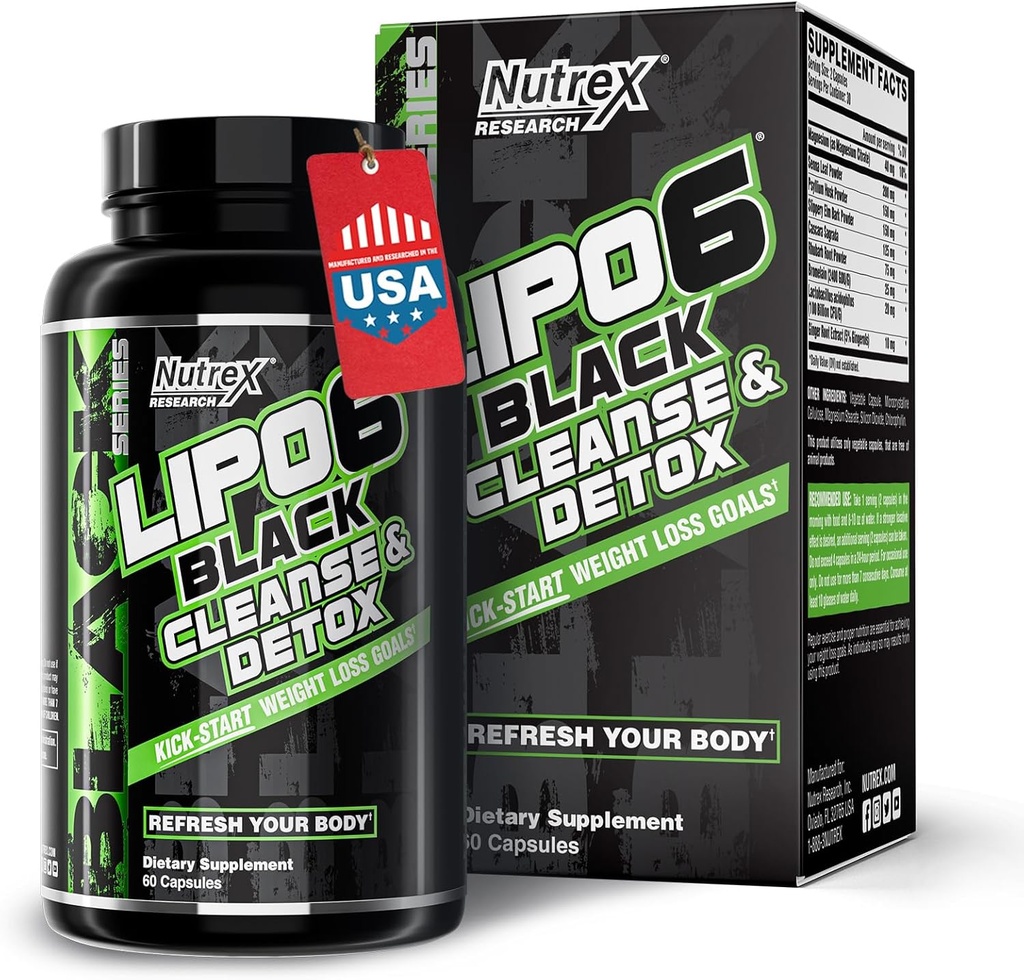 Nutrex Research Lipo-6 Cleanse & Detox painonpudotuksen & Ruoansulatuskanavan ... 7 päivää Nopeasti toimiva luonnollinen Colon Cleanser ja Detox naisille ja miehille...