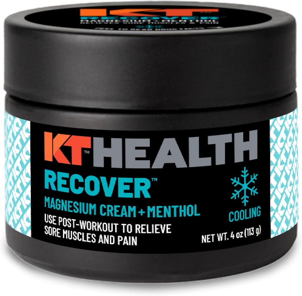 KT Health, Magnesium Cream, Recover - Jäähdyttää ja lievittää lihasten ja nivelten kipu - Käytä post-workout vähentää arkuus