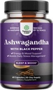 Organiska Ashwagandha Root Powder 60 kapslar - Ashwagandha med Black Pepper Extract Powder Supplements för Relax, Sleep & Immune Support för kvinnor och män - Organic Whitania Somnifera Root Supplements