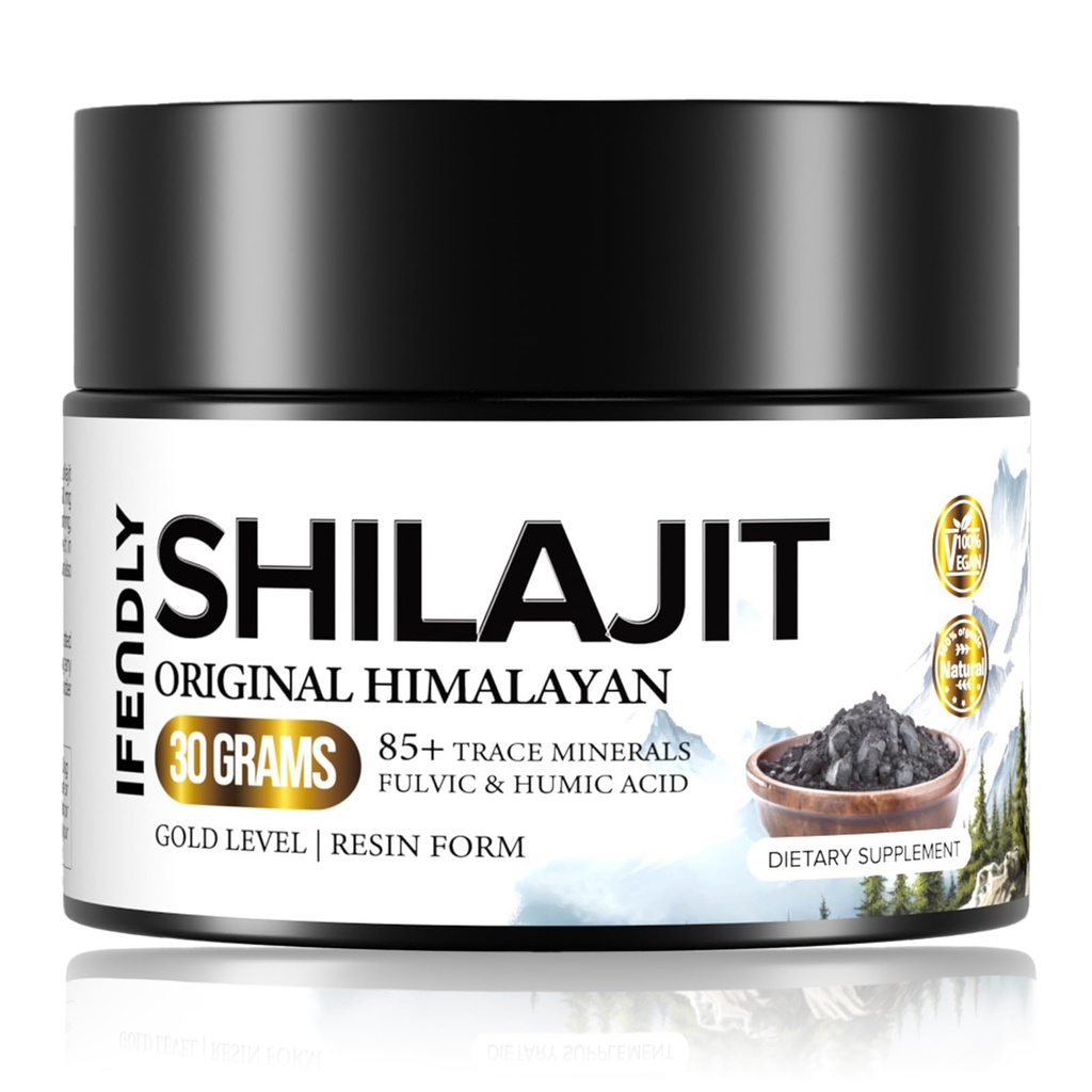 Shilajit Resin, Shilajit för Män & Kvinnor, Shilajit Pure Himalayan Organic - 600mg Potency Gold Grade, med 85+ Trace Minerals, Fulvic & Humic Acid, för Stamina, Immunity & Strength, 50 portioner (30g)