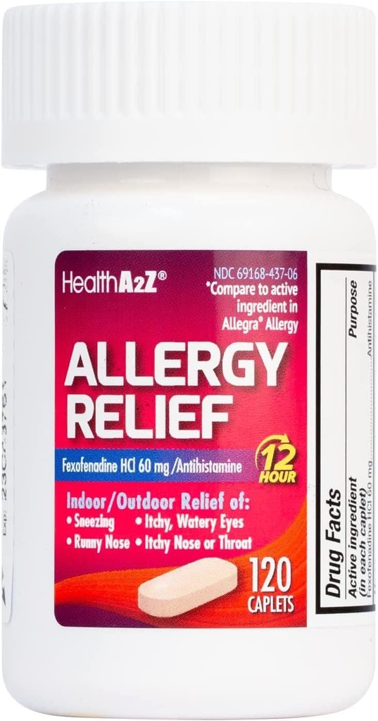 HealthA2Z® Fexofenadiini Hydrochlorothiade 60 mg ... 12 tunnin antihistamiini allergian hoitoon...