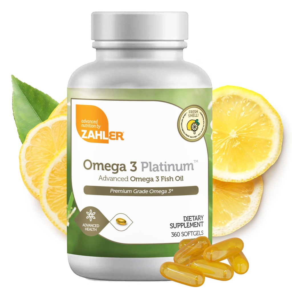 Zahler Omega 3 Fish Oil - Omega 3 Lisäravinteet rasvahapot, 600 mg EPA ja 400 mg DHA - Lisäravinteet Derived alkaen Kosher Tonnikala - Tukee aivojen ja sydämen terveys (360 Softgels)