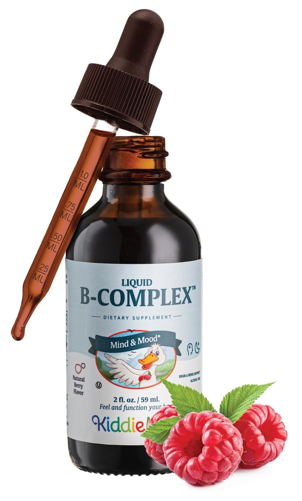Maxi Health Kids Vadelma nestemäinen B-vitamiini Complex - vitamiini täydentää B12 - Sublingual B-vitamiinit Complex Drops lapsille B1 B2 B3 B5 B6 Biotiini Folic Acid - 2 fl.
