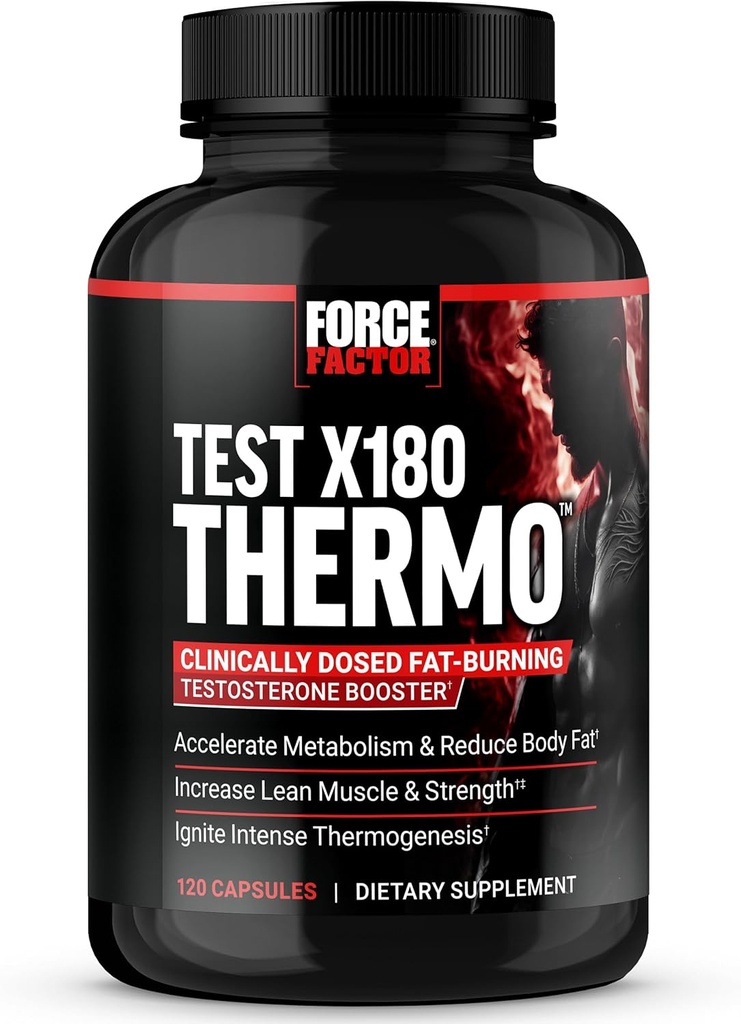 FORCE FACTOR testi X180 Thermo Testosteroni täydentää ja rasvanpolttaja miesten nopeuttaa aineenvaihduntaa, vähentää kehon rasvaa, rakentaa lean lihas, ja lisätä thermogeneesi, 120 kapselia