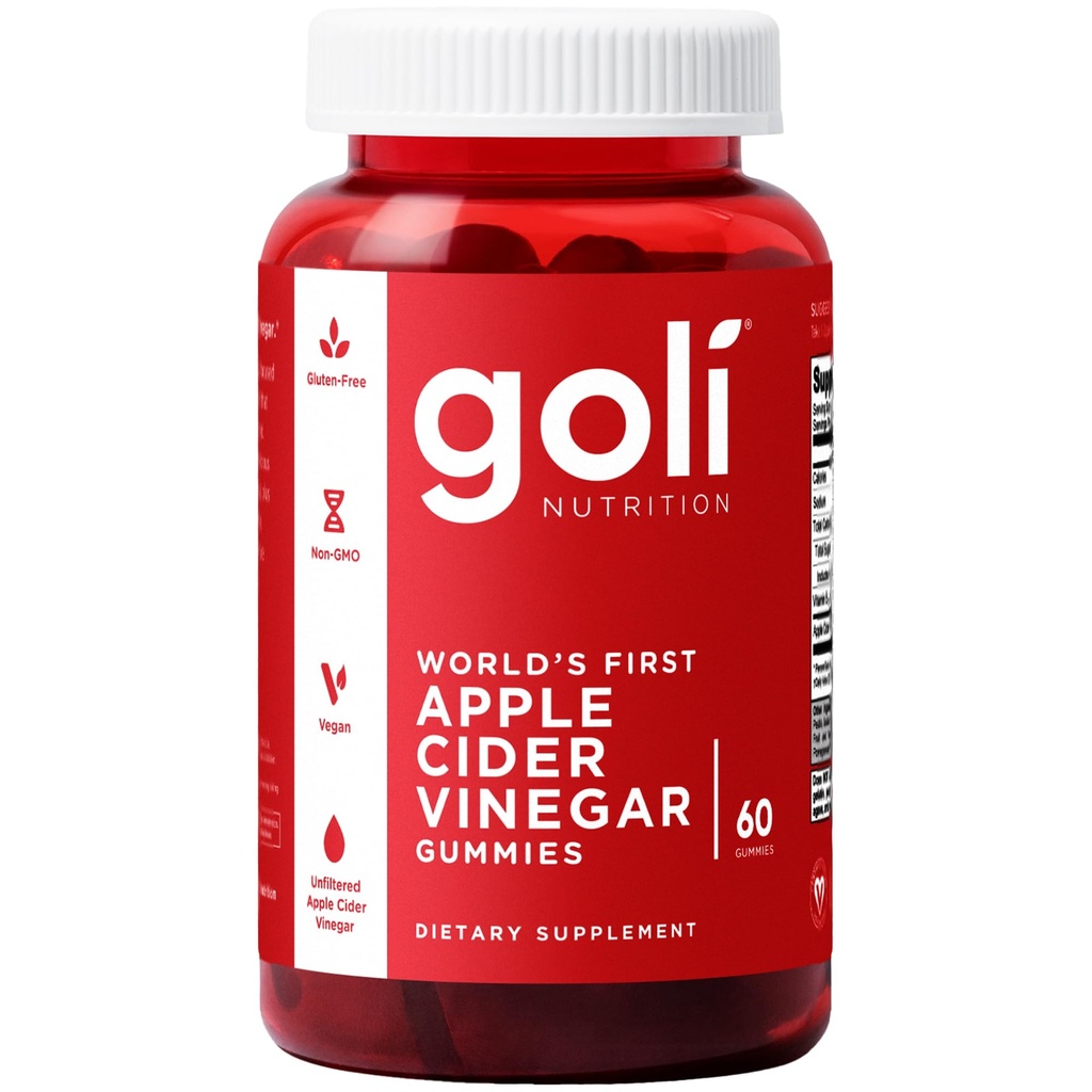 Goli Apple Siideri Viinietikka Gummy Vitamiinit - 60 Count - B12-vitamiini, Liivate, Gluteeniton, Vegaani & ei-GMO