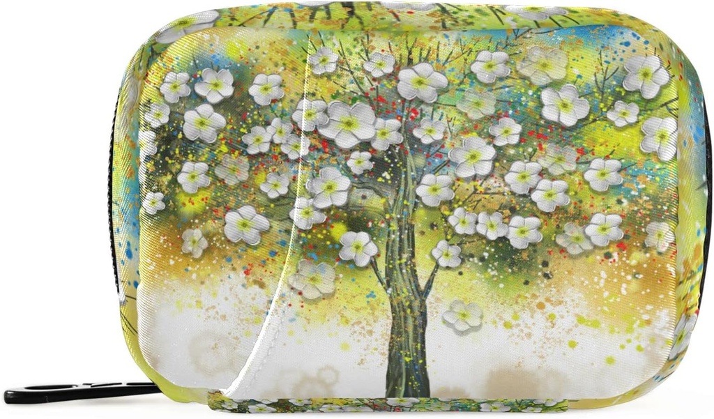 Pilleri tapauksessa Floral Tree öljymaalaus pilleri laatikko 7 päivän pilleri tapauksessa laukku matka pilleri Organizer laukku Zipper Portable Viikoittain Asia Compact koko vitamiini täydentää haltija