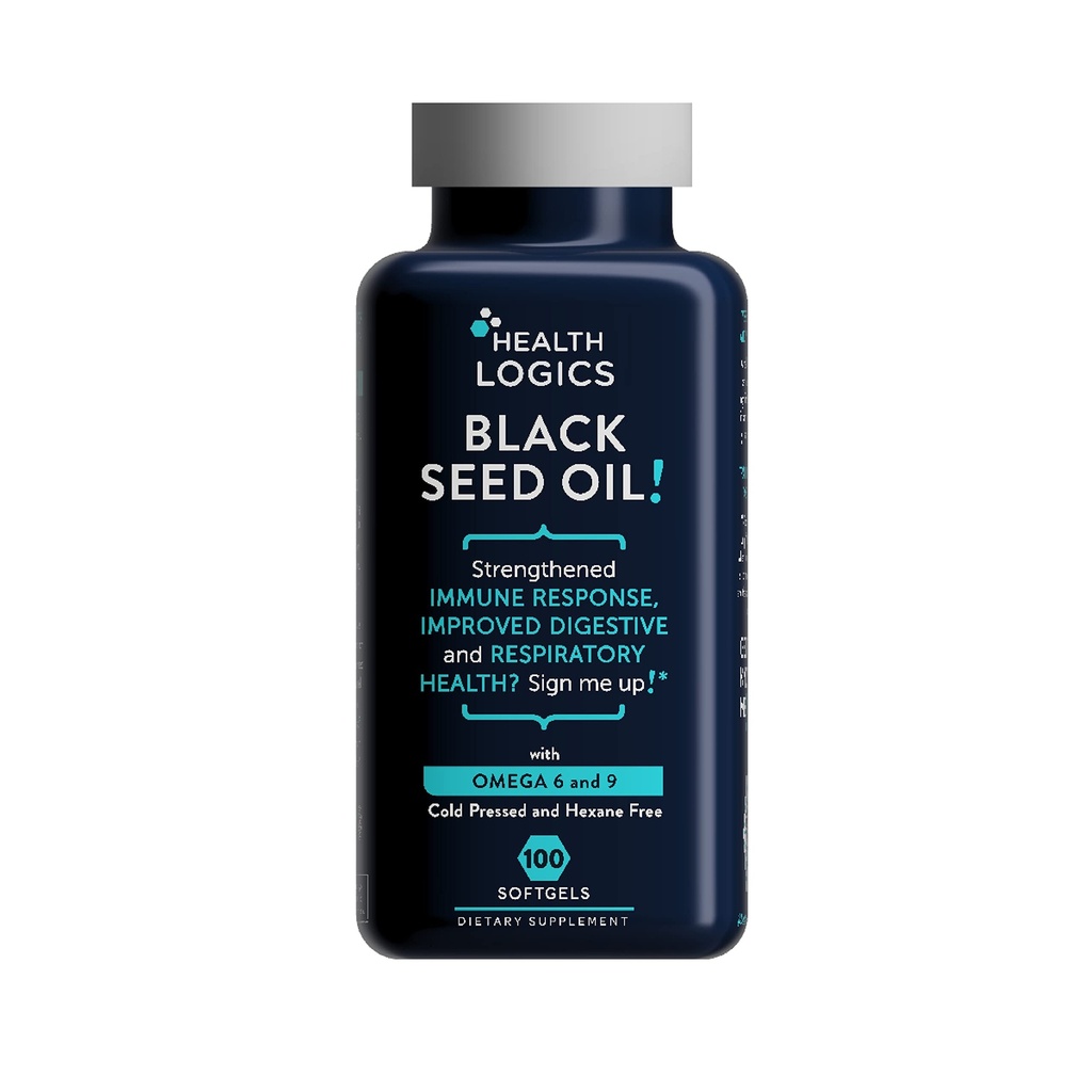 Health Logics Black Seed Oil, Cold Pressed, Rich Source of Omega 6 & 9 Essential Fatty Acids, från Nigella Sativa (100 Soft Gel Capsules)