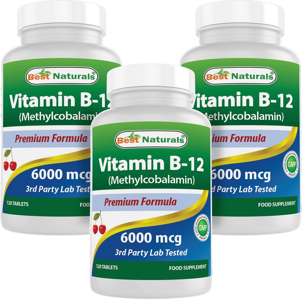 Bästa Naturals Vitamin B-12 som Methylcobalamin (Methyl B12), 6000 mcg 120 Sublingual Tablets (120 greve 3))
