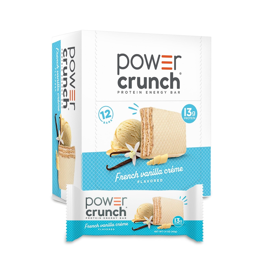 Power Crunch Protein Wafer Bars, High Protein Snacks med läckra smak, franska Vanilla Creme, 1.4 Ounce (12 greve)