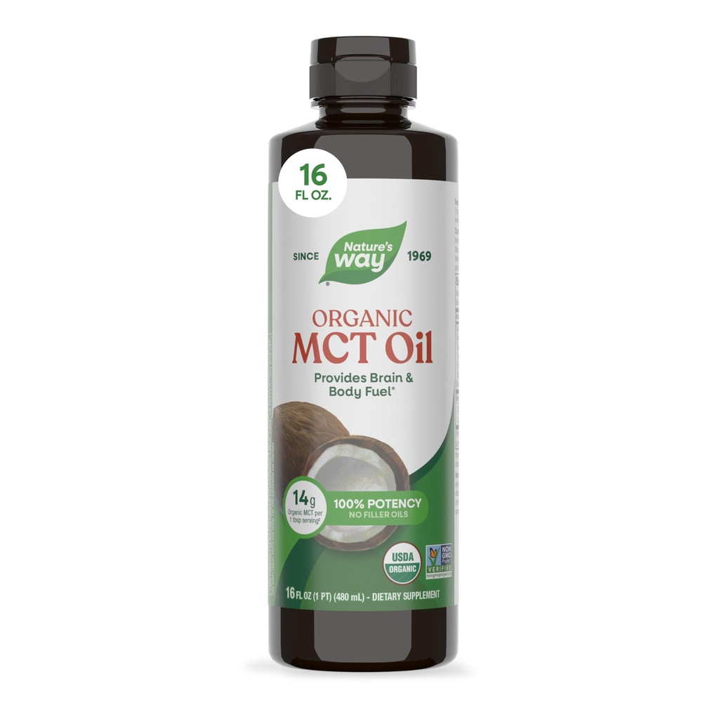 Luonnontapa Organic MCT Oil, 16 Fl Oz, Brain and Body Fuel Coconuts*, C8 Caprylic Acid ja C10 Capric Acid, Keto ja Paleo Certified, Organic, non-GMO Project todennettu