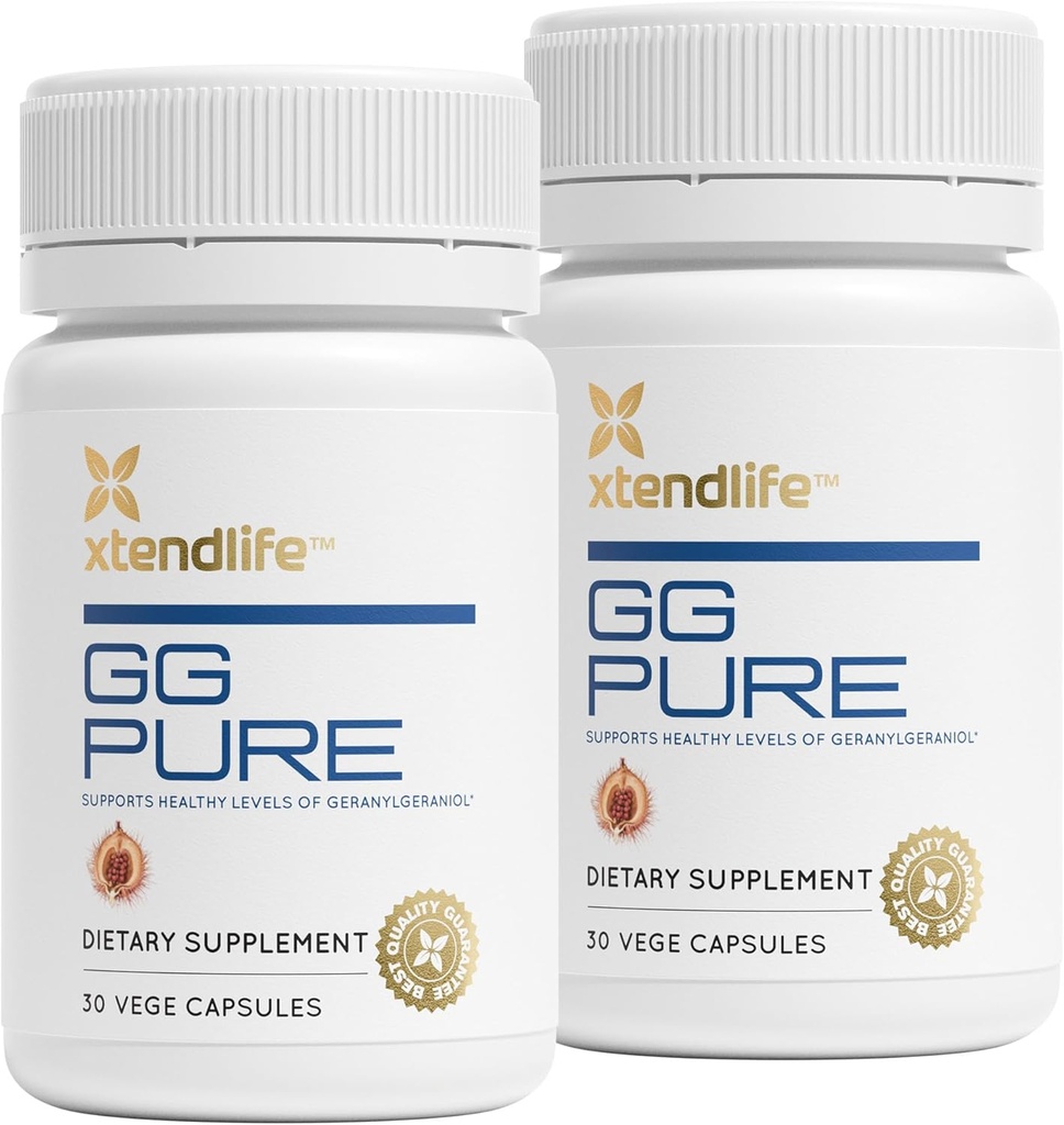 Xtendlife GG Pure Geranylgeraniol för CoQ10, Bone, Muscle & Heart Support - 150mg GG Gold från Annatto Seeds - Perfekt för Statinanvändare - 2 månaders leverans (Pack of 2)