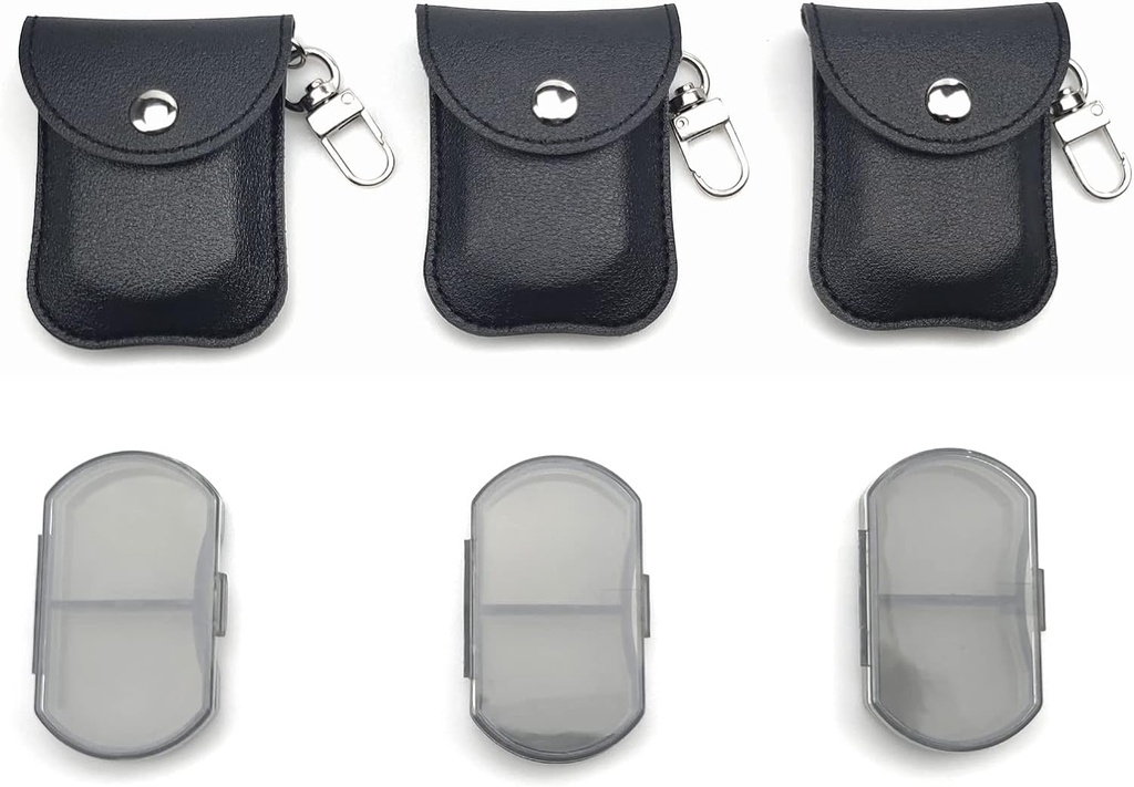 VOFOON 3 Pack Small Pill Organizer, Travel Pill Box för Purse, Keychain Pill Holder, Pocket Pill Container, 2 Times a Day Daily Portable Medicine Vitamin Case, Fish Oil Box, Supplement Box