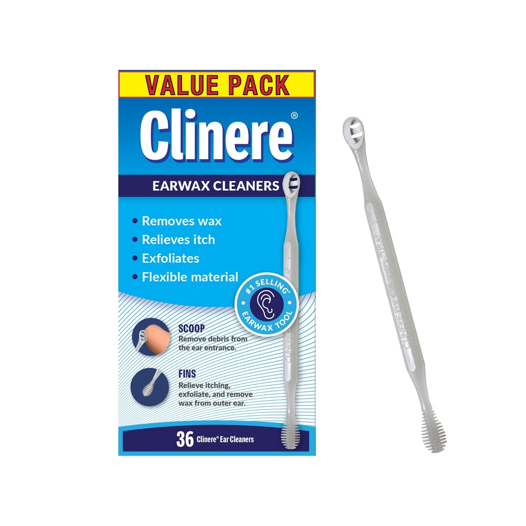Clinere Ear Cleaners, Gentle Canal Cleaning och Ear Wax Removal Tool, Itch Relief, Exfoliates, 36 Count
