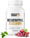 Resveratrol Capsules 600mg per tarjoilu, Potent antioksidantti Ravintolisäkapselit, 60 kapselia 1 pullo, valmistettu Yhdysvalloissa