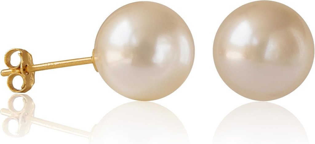 Käsinvalitut makeanveden Pearl Stud korvakorut 14K Gold Plated Sterling Silver Round naisille Hypoallergenic